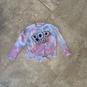 Size 4 Pop Tarts tie dye, knot front shirt, long sleeves.